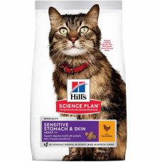 Сухой корм для кошек с чувствительным пищеварением Hills Science Plan Adult Sensitive Stomach & Skin 1,5 кг
