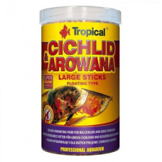 Сухий корм для акваріумних риб Tropical в паличках «Cichlid & Arowana Large Sticks» для щільноїдної цихлід 1 л