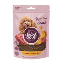 DELICKCIOUS™ сушені снеки для собак з яловичиною і гарбузом 80 г