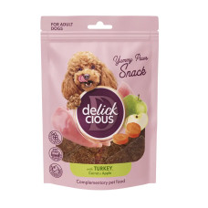 DELICKCIOUS™ сушені снеки для собак з індичкою, морквою і яблуком 80 г