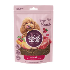 DELICKCIOUS™ сушені снеки для собак з ягням, бататом і журавлиною 80 г