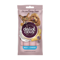 DELICKCIOUS™ кремові ласощі – молоко з сиром. Додатковий корм для котів та собак (4х0,015 г). 60 г