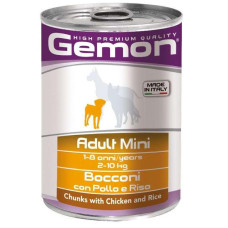 Вологий корм для собак дрібних порід Gemon dog wet Mini Adult шматочки в желе з куркою та рисом 415 гр