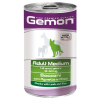 Вологий корм для собак середніх порід Gemon dog wet Medium Adult шматочки в желе з ягням та рисом 1.25 кг