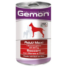 Вологий корм для собак великих порід Gemon dog wet Maxi Adult шматочки в желе з яловичиною та рисом 1.25 кг