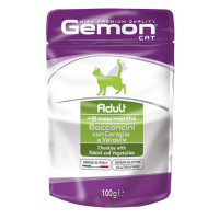 Вологий корм для котів Gemon cat wet Adult шматочки з кроликом та овочами 100 гр*24шт