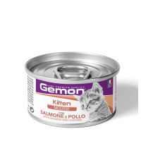 Вологий корм Gemon Cat Kitten Мусс з лососем та куркою для кошенят 85г х 24шт