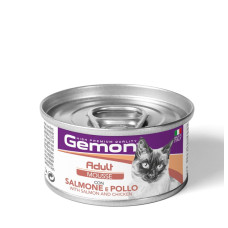 Вологий корм Gemon Cat Adult Mousse with Salmon and Chicken Мус для котів із лососем і куркою 85г х 24шт