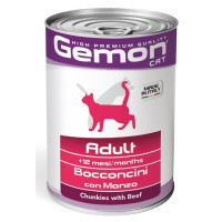 Вологий корм для кішок Gemon cat wet Adult яловичина шматочки в желе 415 гр