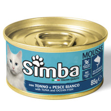 Вологий корм для кішок Simba cat wet ніжний мус, тунець та океанічна риба 85гр*24шт