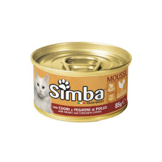 Вологий корм для кішок Simba cat wet ніжний мус, курячі серця та лівер 85гр*24шт