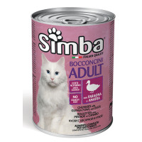 Вологий корм для кішок Simba cat wet шматочки в желе, цесарка з качкою 415 гр