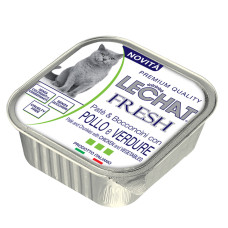 Вологий корм LeChat Cat Wet Fresh для котів, курка з овочами 100г х 32шт