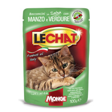 Влажный корм Monge LC Cat Wet Adult для кошек, с говядиной и овощами 100г х 24шт