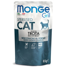 Влажный корм для стерилизованных кошек Monge (Монж) cat GRILL Sterilised форель 85гр*28шт