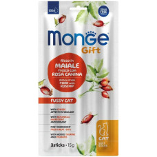 Ласощі Monge Gift Fussy cat для котів свинина з шипшиною і сиром 15г