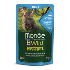 Вологий беззерновий корм для кішок Monge (Монж) cat BWild Grain free WET анчоус з овочами 85гр*28гр