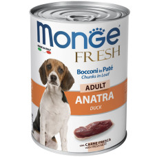 Вологий корм для собак Monge (Монж) dog Fresh шматочки в паштеті качка 400 гр