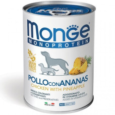 Вологий монопротеїновий корм для собак Monge (Монж) FRUIT MONOPROTEIN паштет курка з ананасом 400 гр