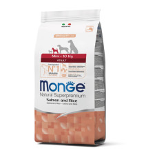 Сухий корм Monge Dog Mini Adult, для дорослих собак маленьких порід, лосось з рисом, 15 кг