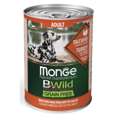 Вологий корм для собак Monge Dog Wet Bwild Adult, індичка, гарбуз та цукіні, 400 г