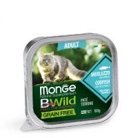 Вологий беззерновий корм для кішок Monge cat Grain free WET Adult тріска з овочами 100гр*32шт