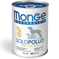 Вологий монопротеїновий корм для собак Monge (Монж) dog SOLO 100% паштет з куркою 400 гр