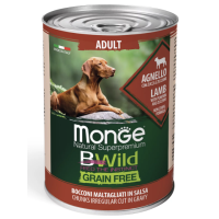 Влажный корм для собак Monge Dog Wet Bwild Adul, ягненок, тыква и цуккини, 400 г