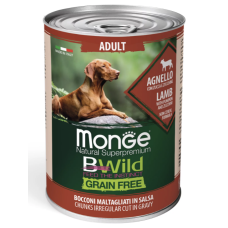 Вологий корм для собак Monge Dog Wet Bwild Adul, ягня, гарбуз та цукіні, 400 г