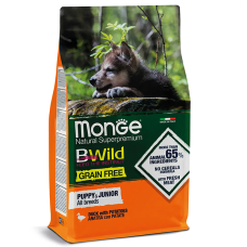 Сухий корм Monge (Монж) dog BWild Grain free Puppy & Junior для цуценят, качка 2.5 кг