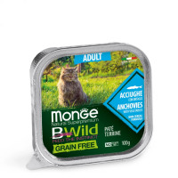 Вологий корм для кішок Monge cat Grain free WET Adult анчоус з овочами 100гр*32шт