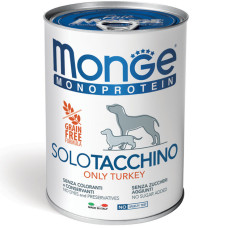 Вологий монопротеїновий корм для собак Monge (Монж) dog SOLO 100% паштет з індичкою 400 гр