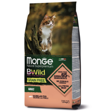 Сухий беззерновий корм для кішок Monge (Монж) cat BWild Grain free лосось 1.5 кг