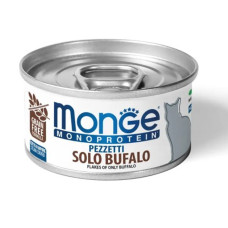 Влажный монопротеиновый корм для кошек Monge (Монж) cat MONOPROTEIN мясные хлопья, буйвол 80гр*24шт