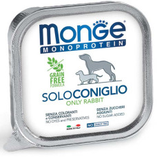 Вологий монопротеїновий корм для собак Monge (Монж) dog SOLO 100% паштет з кроликом 150гр*24шт