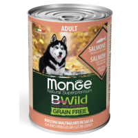 Вологий корм для собак Monge Dog Wet Bwild Adul, лосось, гарбуз та цукіні, 400 г