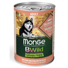 Вологий корм для собак Monge Dog Wet Bwild Adul, лосось, гарбуз та цукіні, 400 г