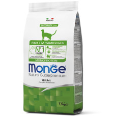 Сухий монопротеїновий корм для кішок Monge (Монж) cat Adult з кроликом 1.5 кг