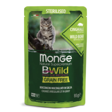Влажный корм для стерилизованных кошек Monge (Монж) cat Grain free WET Sterilised мясо дикого кабана 85гр*28шт