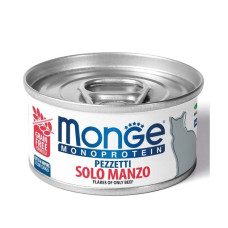 Вологий монопротеїновий корм для кішок Monge (Монж) cat MONOPROTEIN м'ясні пластівці, яловичина 80гр*24шт
