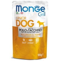 Вологий корм для цуценят Monge (Монж) dog GRILL Puppy & Junior курка з індичкою 100гр*24шт