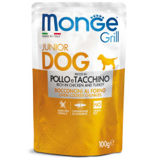Вологий корм для цуценят Monge (Монж) dog GRILL Puppy & Junior курка з індичкою 100гр*24шт