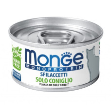 Влажный монопротеиновый корм для кошек Monge (Монж) cat MONOPROTEIN мясные хлопья, кролик 80гр*24шт