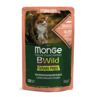 Вологий беззерновий корм для стерилізованих кішок Monge (Монж) cat Grain free WET Sterilised з лососем 85гр*28шт