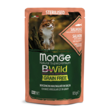 Вологий беззерновий корм для стерилізованих кішок Monge (Монж) cat Grain free WET Sterilised з лососем 85гр*28шт