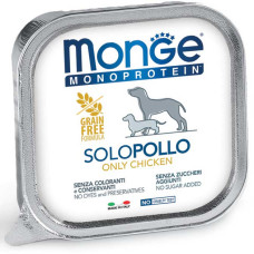 Вологий монопротеїновий корм для собак Monge (Монж) dog SOLO 100% паштет з куркою 150гр*24шт