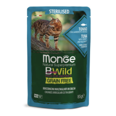 Вологий беззерновий корм для стерилізованих кішок Monge (Монж) Grain free WET Sterilised тунець 85гр*28шт