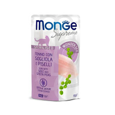MONGE Supreme Sterilized Cat Tuna Flakes with Sole & Green Peas тунець, камбала, зелений горошок 80г х 24шт