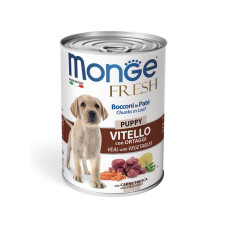 Вологий корм для щенят Monge (Монж) dog Fresh Puppy шматочки в паштеті телятина з овочами 400 гр