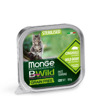 Влажный беззерновой корм для стерилизованных кошек Monge (Монж) cat Grain free WET Sterilised кабан 100гр*32шт